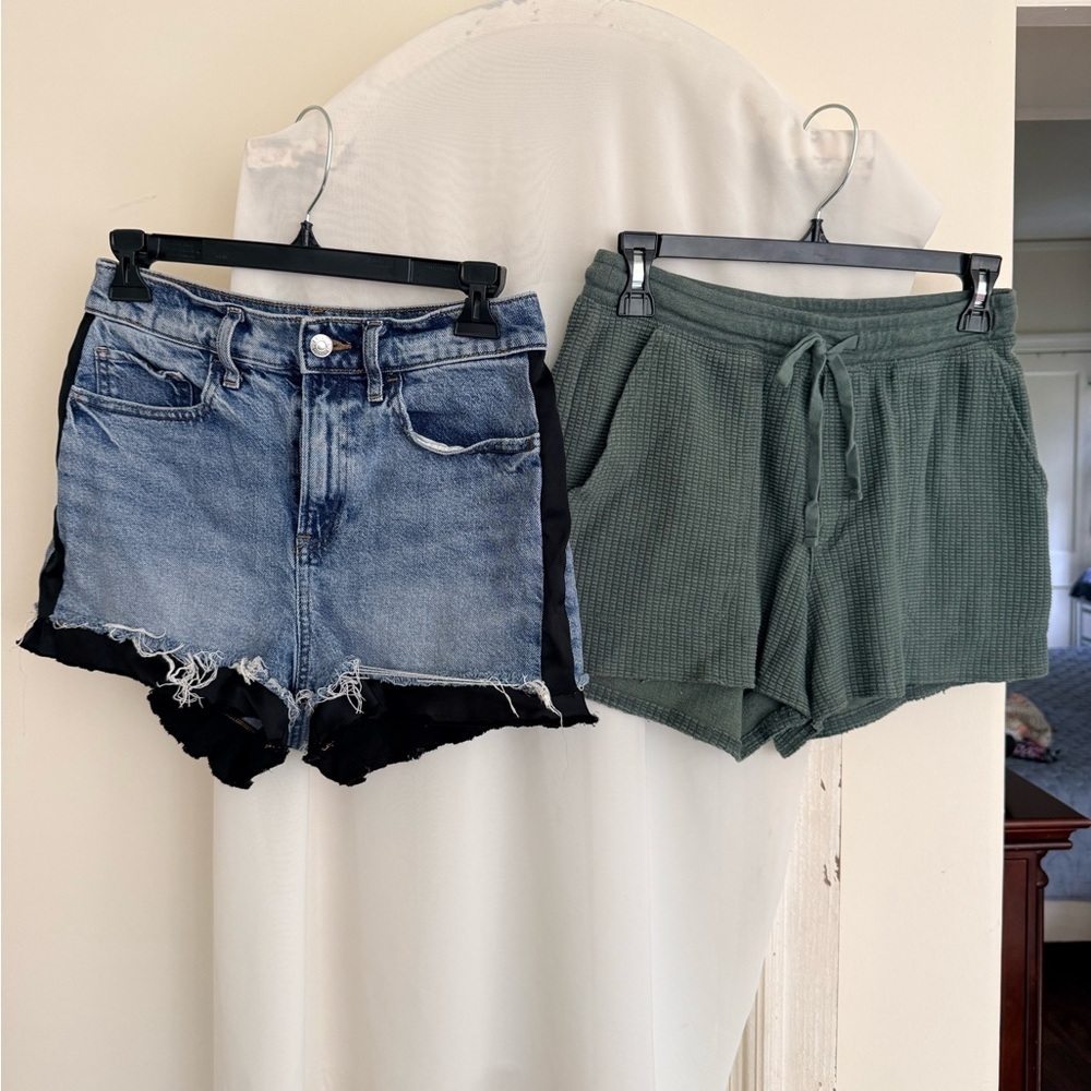 Excellent Condition Express Denim Shorts and Lilla P Green Knit Shorts Size 4